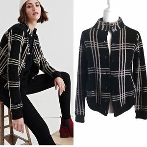 Lucky Brand check bomber black and white